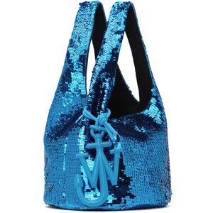 JW Anderson Blue Mini Sequin Shopper Bag in Aqua